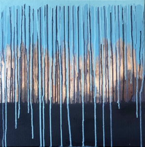 CAUTION JUST PAINTED: Sunset, oli on canvas, 40x40cm, 2023